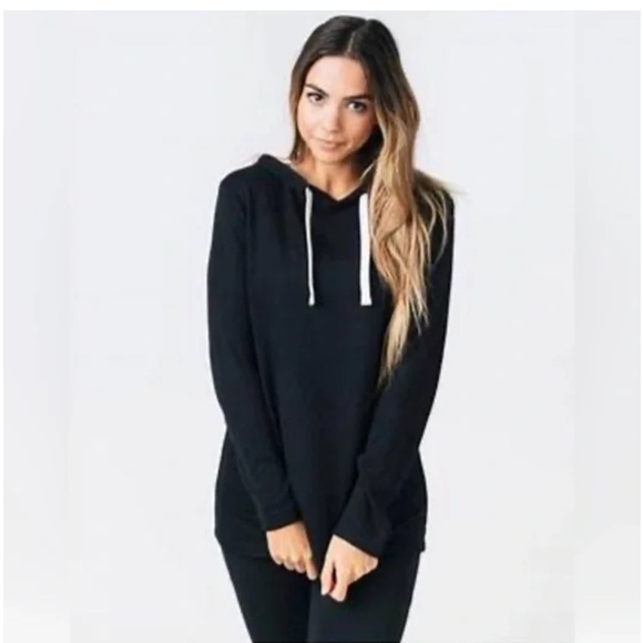 ZYIA Tops - Zyia Active Black Boyfriend Lounge Hoodie Athleisure Hooded Womens Size Large